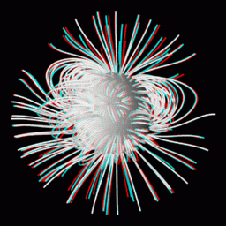 Anaglyph, for stereoscopic view of 3D potential magnetic field lines in solar corona